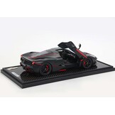 1:18 Ferrari LaFerrari (2013) Matt zwart met rode strepen Fernando Alonso echte carbon base  - met display case - BBR Models