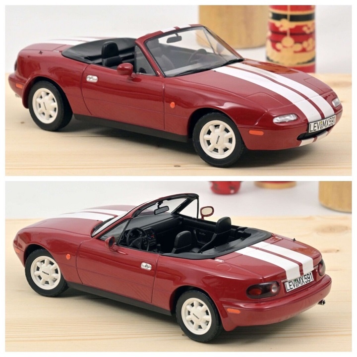 1:18 Mazda MX-5 1989 Rood/Wit - Norev - Limited Edition