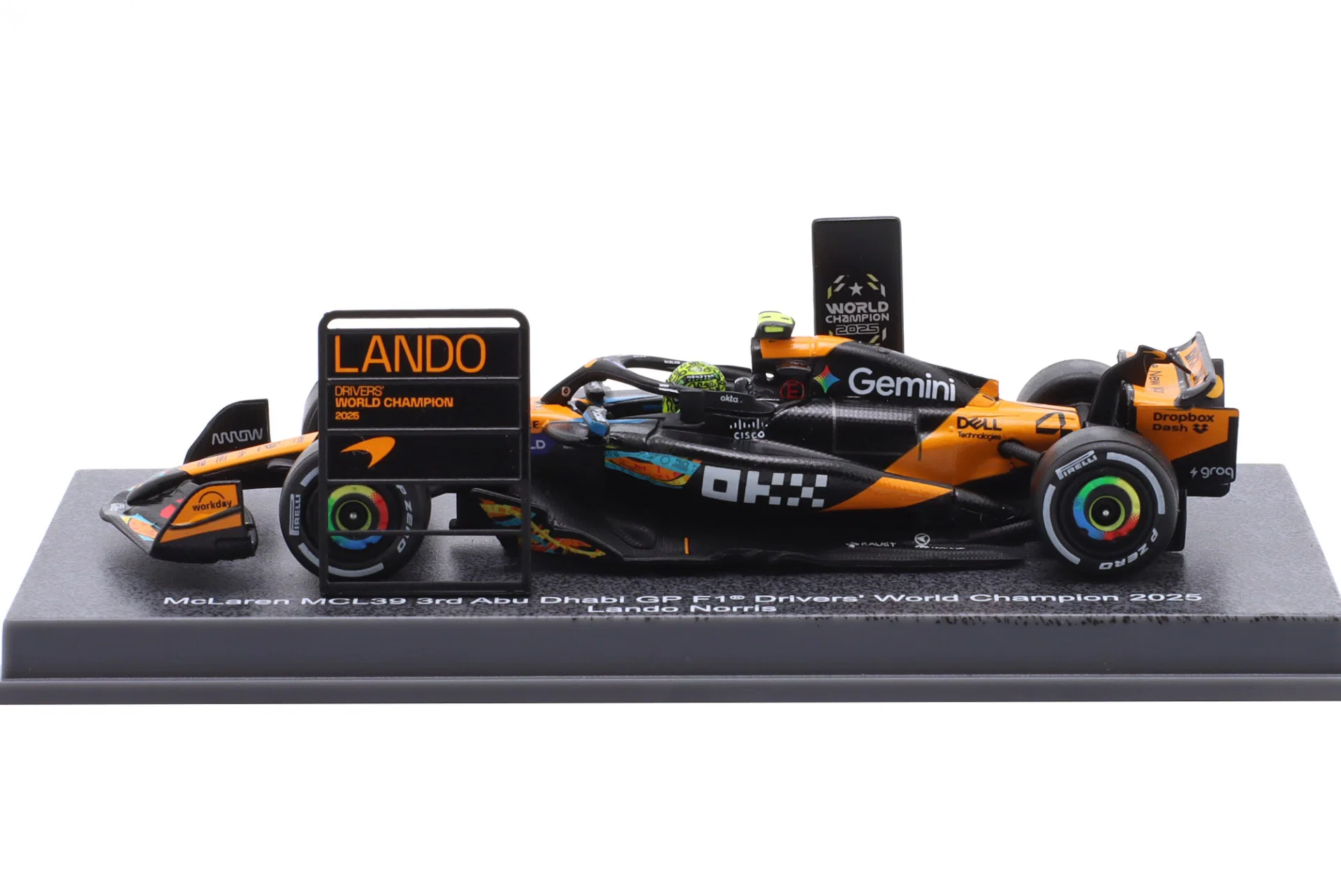 1:64 Lando Norris McLaren MCL39 ‘World Champion’ 3de Abu Dhabi 2025 - Spark Models