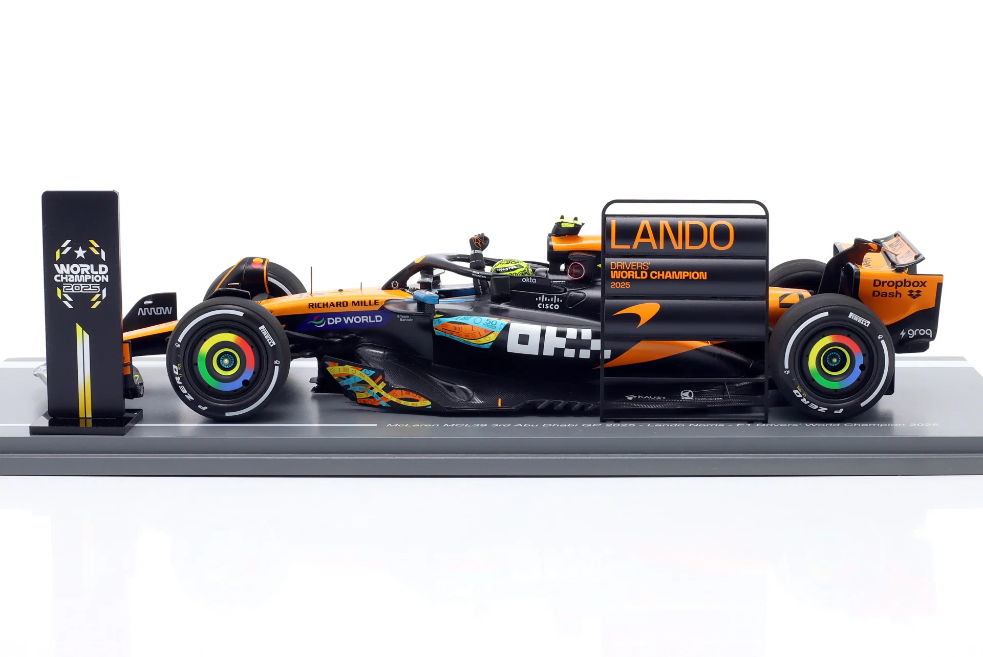 1:18 Lando Norris McLaren MCL39 ‘World Champion’ 3rd Abu Dhabi 2025 - Spark Models