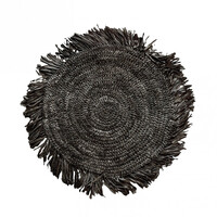 The Fringe Raffia Placemat Round zwart