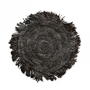 The Fringe Raffia Placemat Round zwart