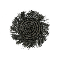 The Fringe Raffia Coaster zwart