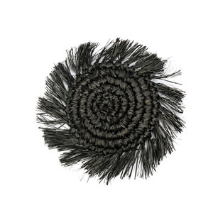 The Fringe Raffia Coaster zwart