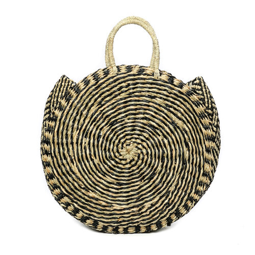 The Seagrass Twisted Roundi Bag  - Natural Black - L