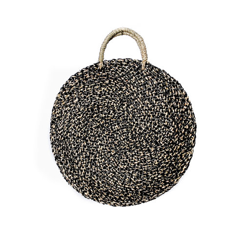 The Seagrass Spotted Roundi Bag  - Natural Black - M