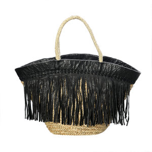 The Black Leather Fringed Basket