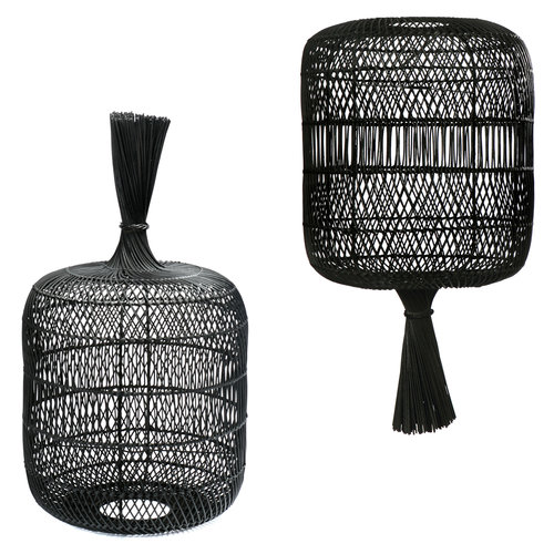 The Rattan Dumpling Floor Lamp - Pendant - Black