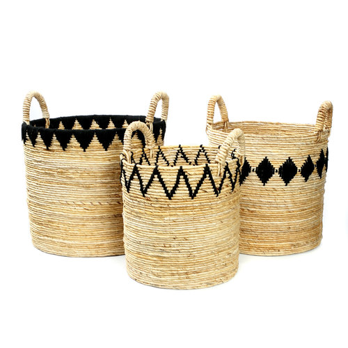 The Banana Stitched Baskets - Natural Black - SET3