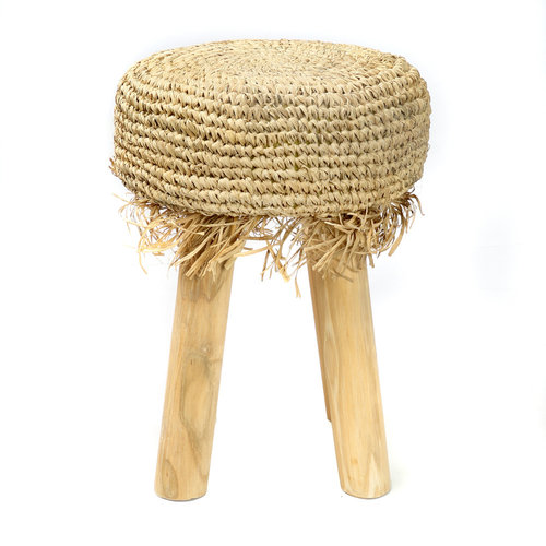 The Raffia Fringed Stool - Natural