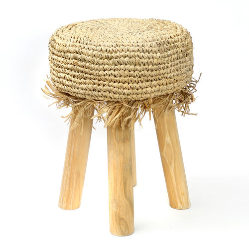 The Raffia Fringed Stool - Natural