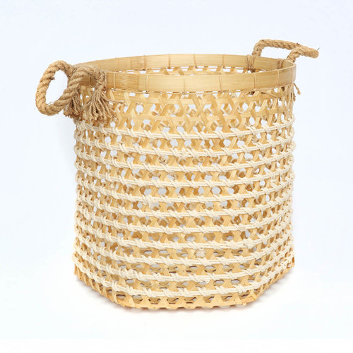 The Bamboo Macrame Baskets - Natural White - Large