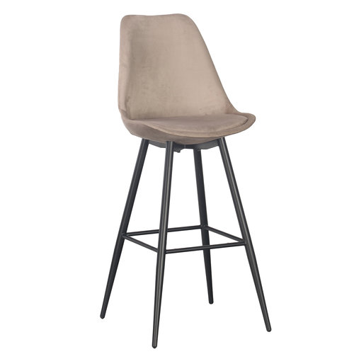 Leaf Hoge Barkruk - Velvet - Sand - set van 2 Leaf Hoge Barkruk - Velvet - Sand - set van 2