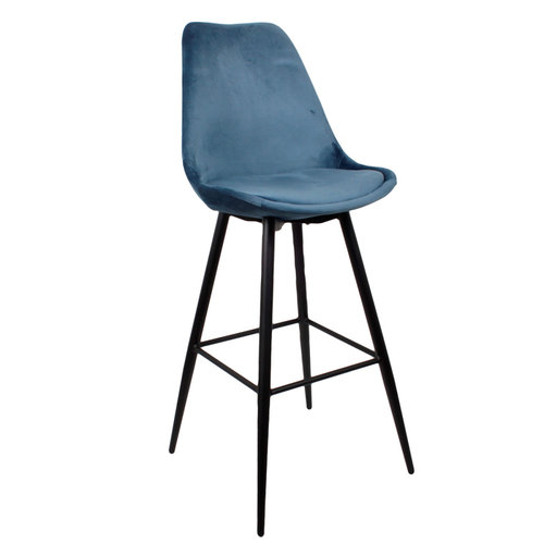 Leaf Hoge Barkruk - Velvet - Blauw - set van 2 Leaf Hoge Barkruk - Velvet - Blauw - set van 2