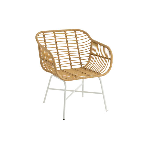 J-L Rachelle - Rotan stoel - Naturel/wit - Binnen/Buiten (met armleuning) (2 stuks) J-L Rachelle - Rotan stoel - Naturel/wit - Binnen/Buiten (met armleuning) (2 stuks)