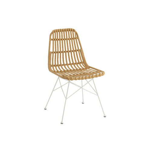 J-L Rachel - Rotan stoel - Naturel/wit - Binnen/Buiten (4 stuks) J-L Rachel - Rotan stoel - Naturel/wit - Binnen/Buiten (4 stuks)