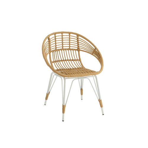 J-L Jeanne - Rotan stoel - Naturel/Wit - Binnen/Buiten (4 stuks) J-L Jeanne - Rotan stoel - Naturel/Wit - Binnen/Buiten (4 stuks)