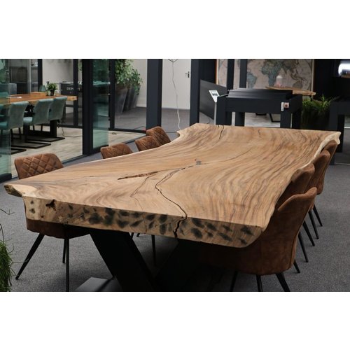 Suar - Eettafel - Naturel - Staal onderstel