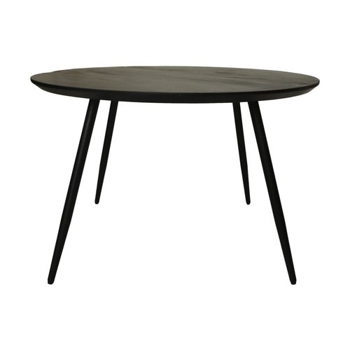 HSM Collection Tafel Zurich rond Swiss edge - ø120x76 - Zwart - Acaciahout/etaal HSM Collection Tafel Zurich rond Swiss edge - ø120x76 - Zwart - Acaciahout/etaal