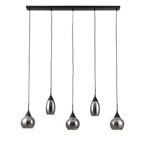 Meubol Hanglamp - 5x Smoke Glass - Zwart - Druppel