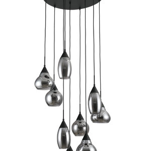 Meubol Hanglamp - 9x Smoke Glass - Zwart - Bol en Druppel