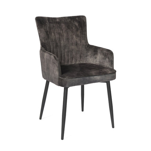 Meubol Eetkamerstoel - Antraciet - Vintage Velvet - Handvat Meubol Eetkamerstoel - Antraciet - Vintage Velvet - Handvat