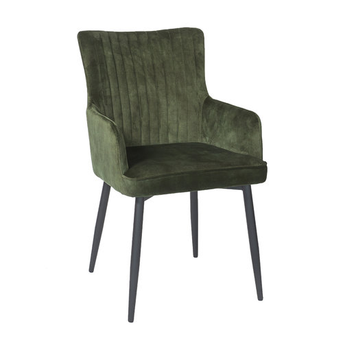 Meubols Eetkamerstoel - Groen - Vintage Velvet - Handvat Meubols Eetkamerstoel - Groen - Vintage Velvet - Handvat