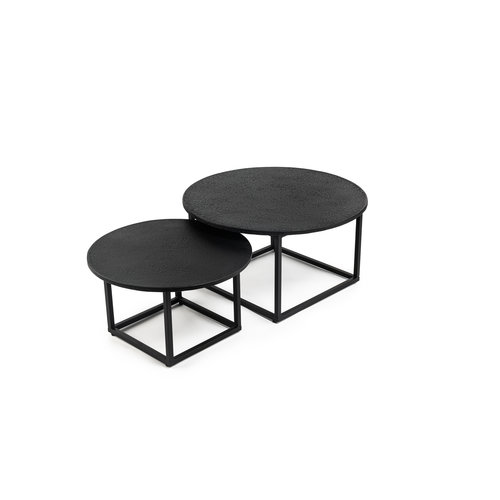 Meubol Salontafel - Zwart - Lava - Rond - Set van 2 - Vierkantpoot Meubol Salontafel - Zwart - Lava - Rond - Set van 2 - Vierkantpoot