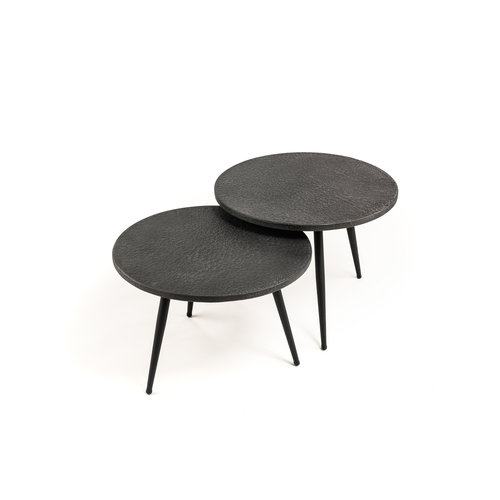 Meubols Salontafel - Antraciet - Lava - Rond - Set van 2 Meubols Salontafel - Antraciet - Lava - Rond - Set van 2