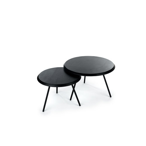 Meubols Salontafel - Zwart - Acacia - Rond - Set van 2 Meubols Salontafel - Zwart - Acacia - Rond - Set van 2