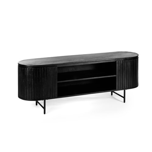 Meubol Dressoir - TV Meubel - Zwart - Acacia - 155x55