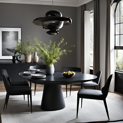 Meubols Kiezelvormige - Eiken eettafel - Sazza - Zwart