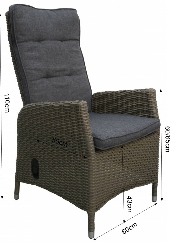 Verstelbare tuinstoel Kos | Sweet Brown | Wicker