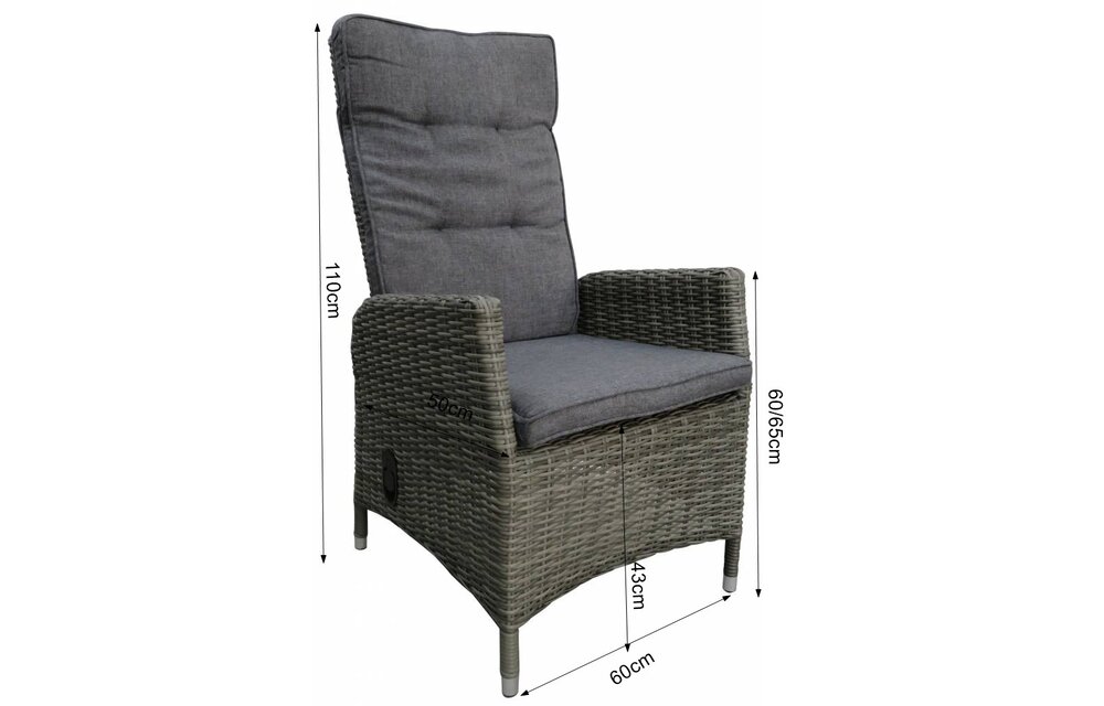 Verstelbare tuinstoel Kos | Ash Grey | Wicker