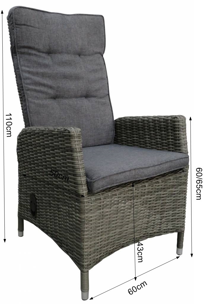 Verstelbare tuinstoel Kos | Ash Grey | Wicker