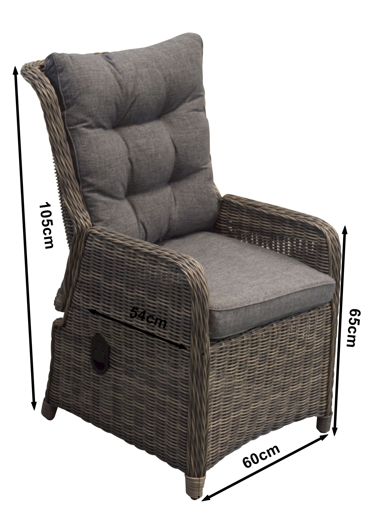 Verstelbare tuinstoel Dublin | Sweet Brown | Rond wicker