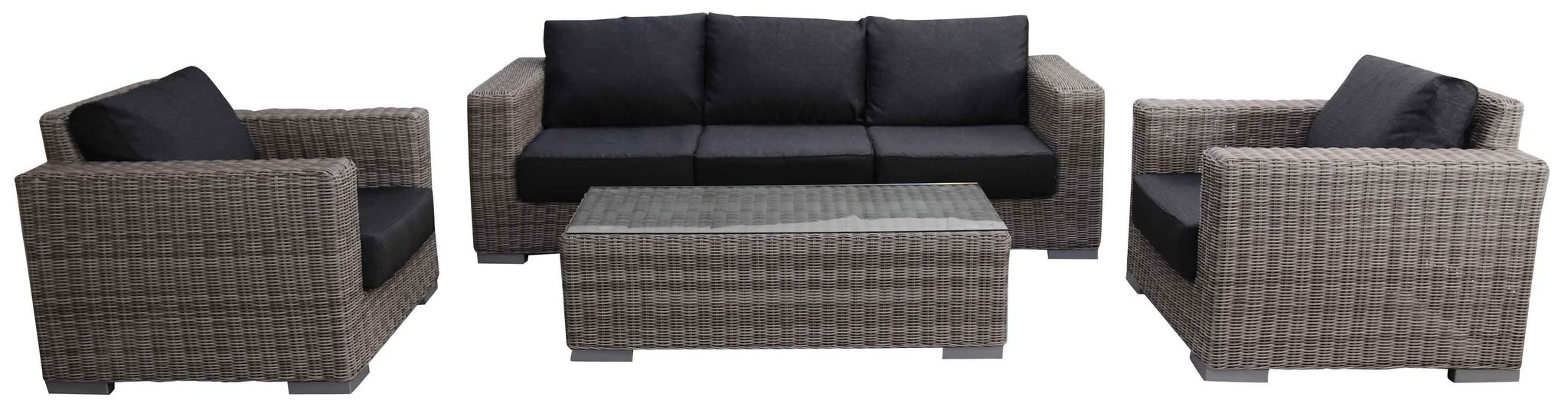 Loungeset King | Mystic Grey | Rond Wicker