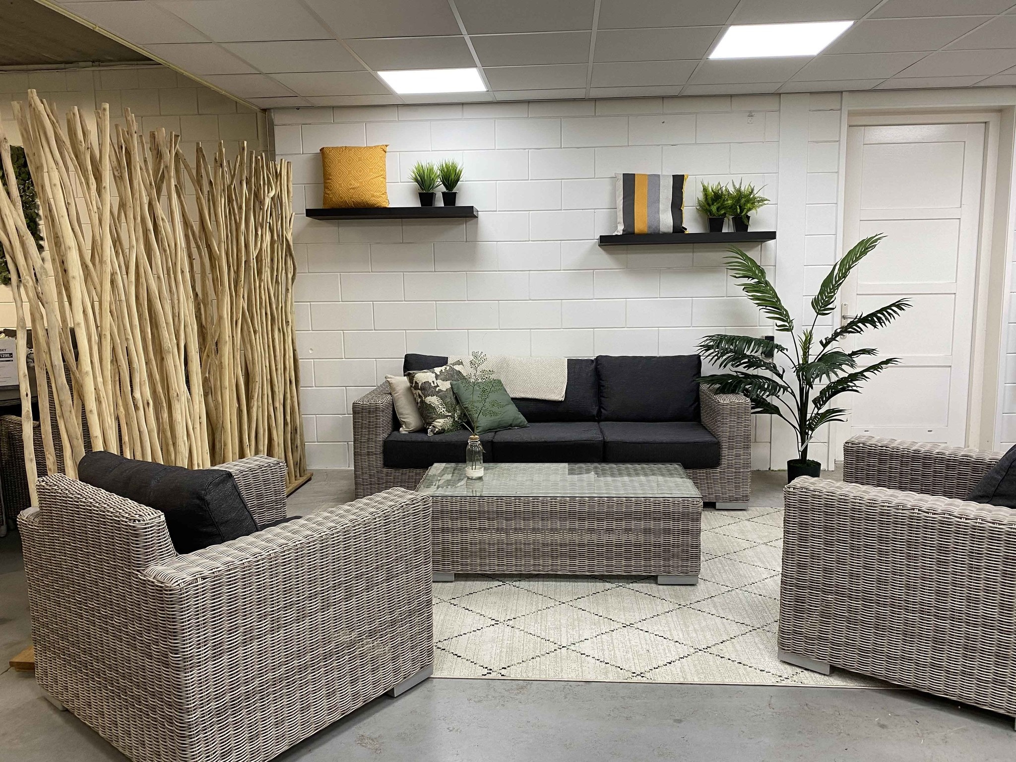 Loungeset King | Mystic Grey | Rond Wicker