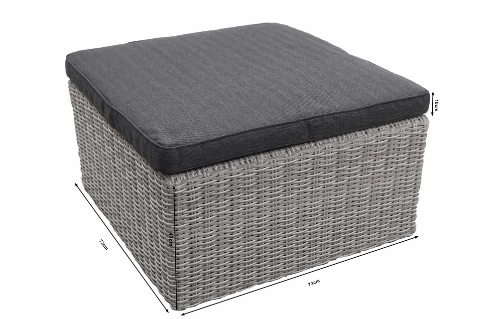 Hocker Dublin 73x73cm | Mystic Grey | Wicker