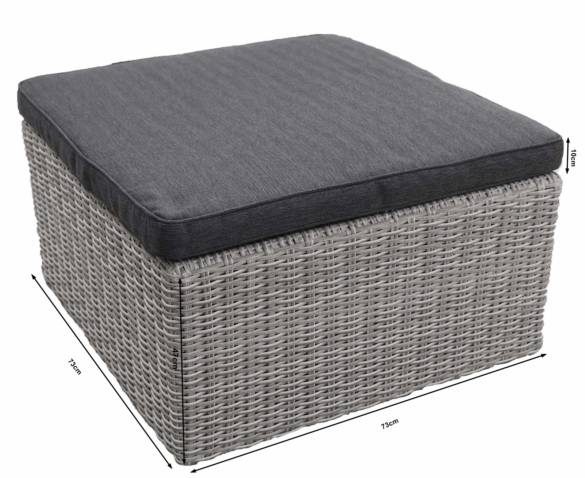 Hocker Dublin 73x73cm | Mystic Grey | Wicker