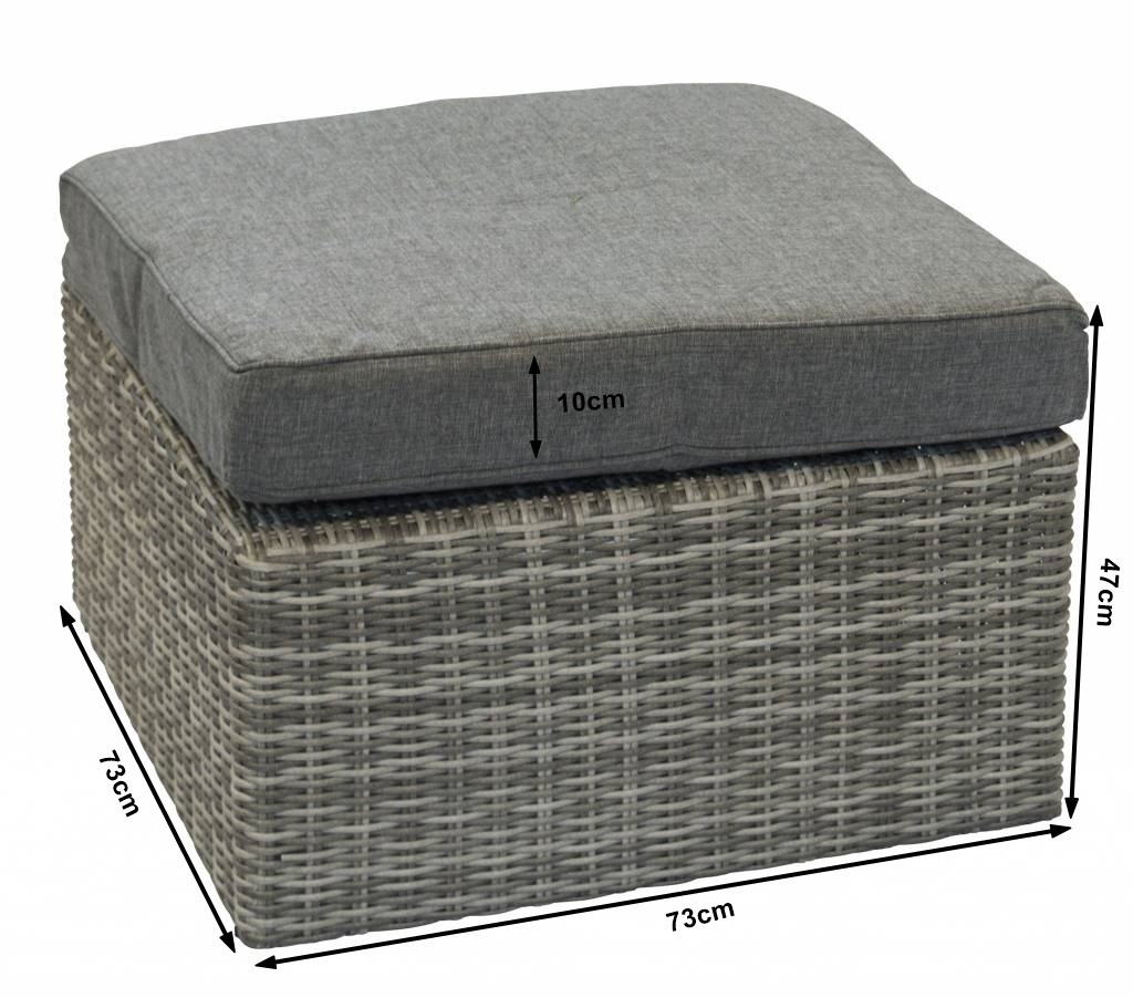 Hocker Dublin 73x73cm | Ash Grey | Wicker