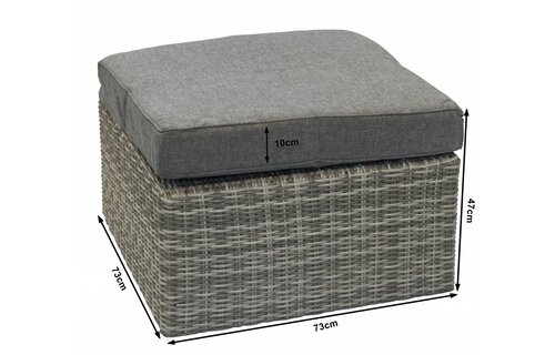 Hocker Dublin 73x73cm | Ash Grey | Wicker