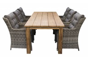 7-delige tuinset | 6 Dublin tuinstoelen (AG) | 240cm Ayra tuintafel (Teak)