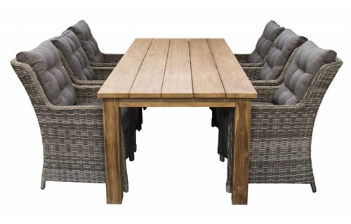 7-delige tuinset | 6 Dublin tuinstoelen (AG) | 240cm Ayra tuintafel (Teak)