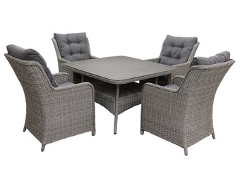 5-delige tuinset | 4 Dublin tuinstoelen (MG) | 115x115cm tuintafel (Keramiek)
