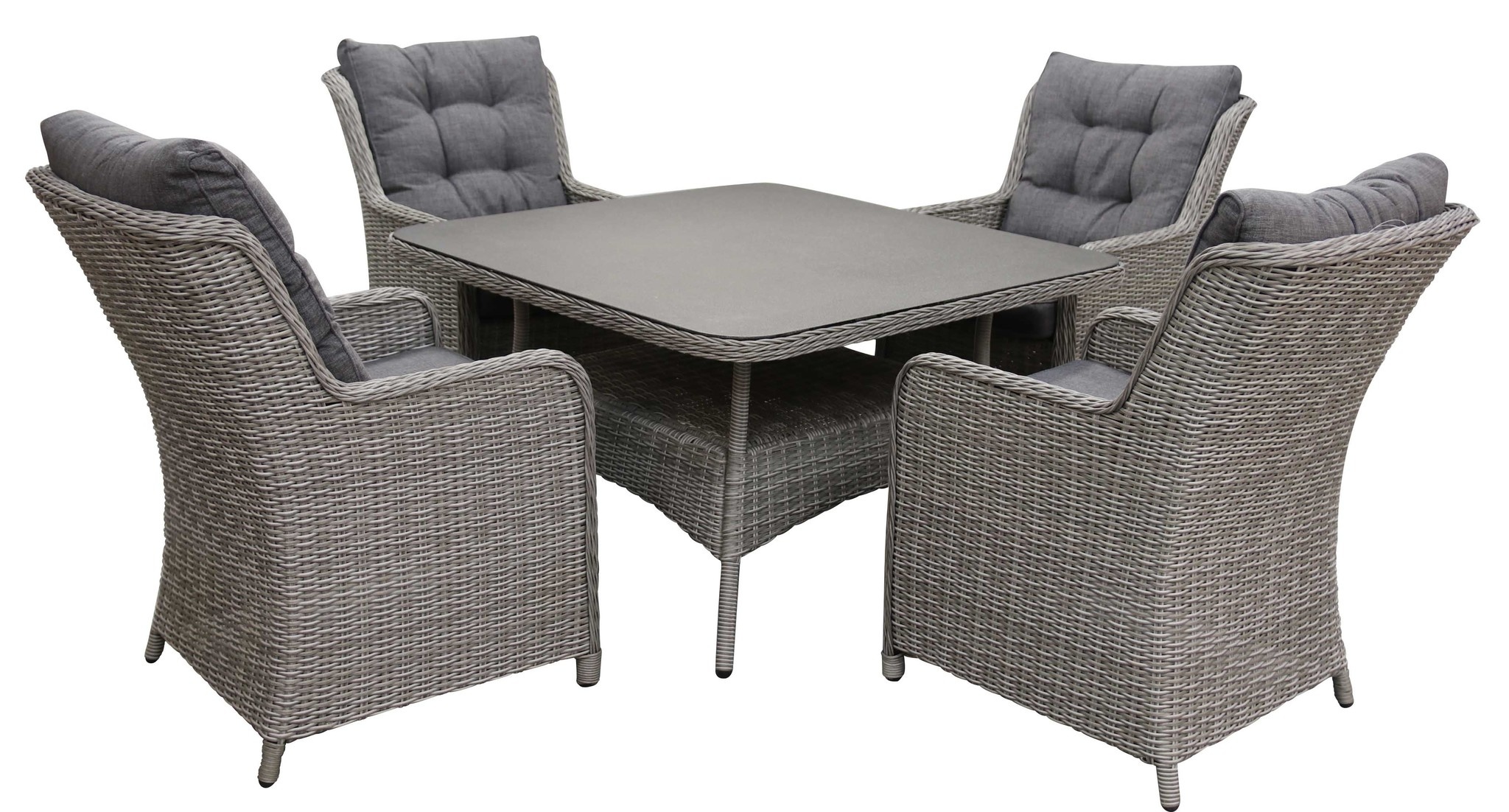 5-delige tuinset | 4 Dublin tuinstoelen (MG) | 115x115cm tuintafel (Keramiek)