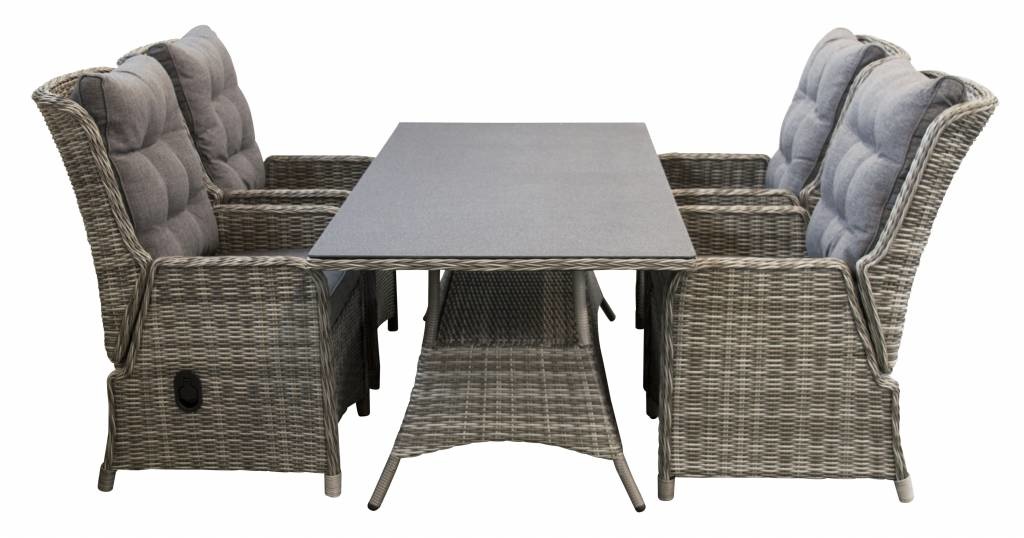 Tuintafel Dublin 160x90cm | Ash Grey | Keramiek & Wicker