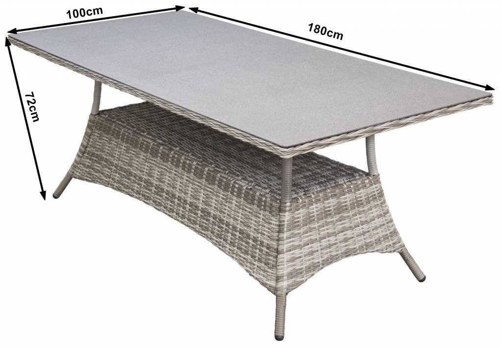 Tuintafel Dublin 180x100cm | Ash Grey | Keramiek & Wicker
