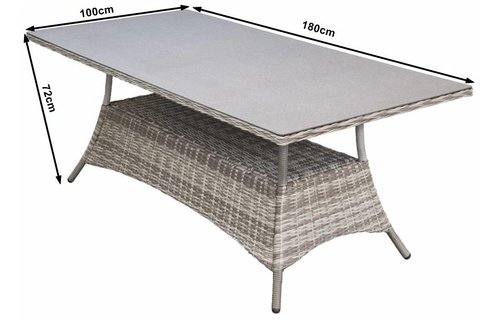 Tuintafel Dublin 180x100cm | Ash Grey | Keramiek & Wicker