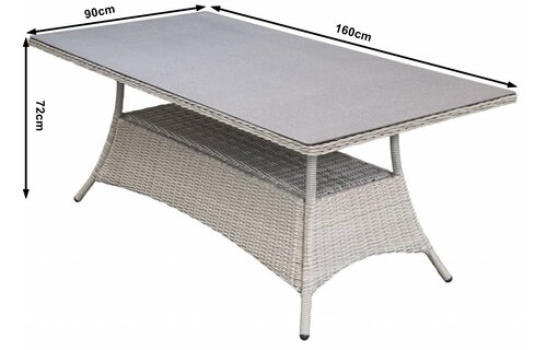 Tuintafel Dublin 160x90cm | Mystic Grey | Keramiek & Wicker